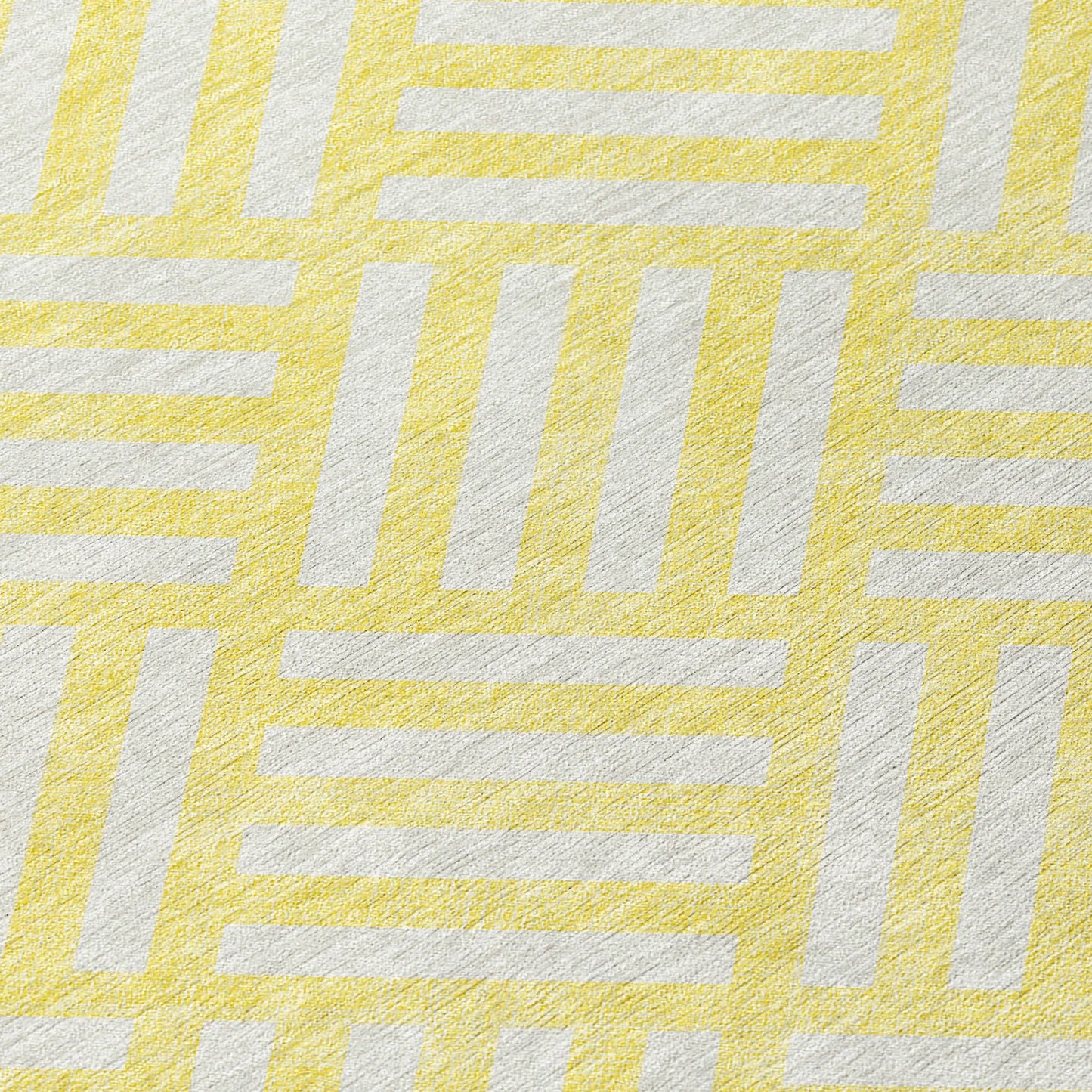 10' X 14' Yellow And Ivory Geometric Washable Indoor Outdoor Area Rug