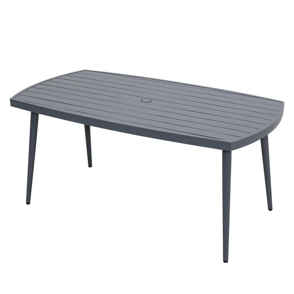 7-Piece Aluminum Outdoor Patio Dining Set with Grey Cushion