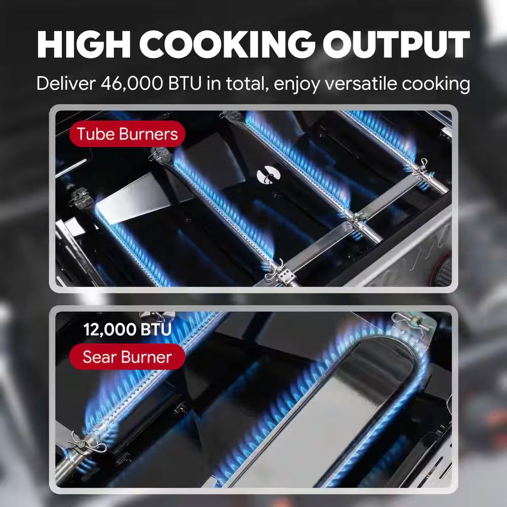 6-Burner Propane Gas Grill in Stainless Steel with Side Burner