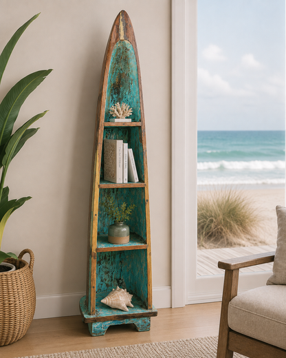 Authentic Reclaimed Boat Wood Canoe Shelf – Bali, Indonesia