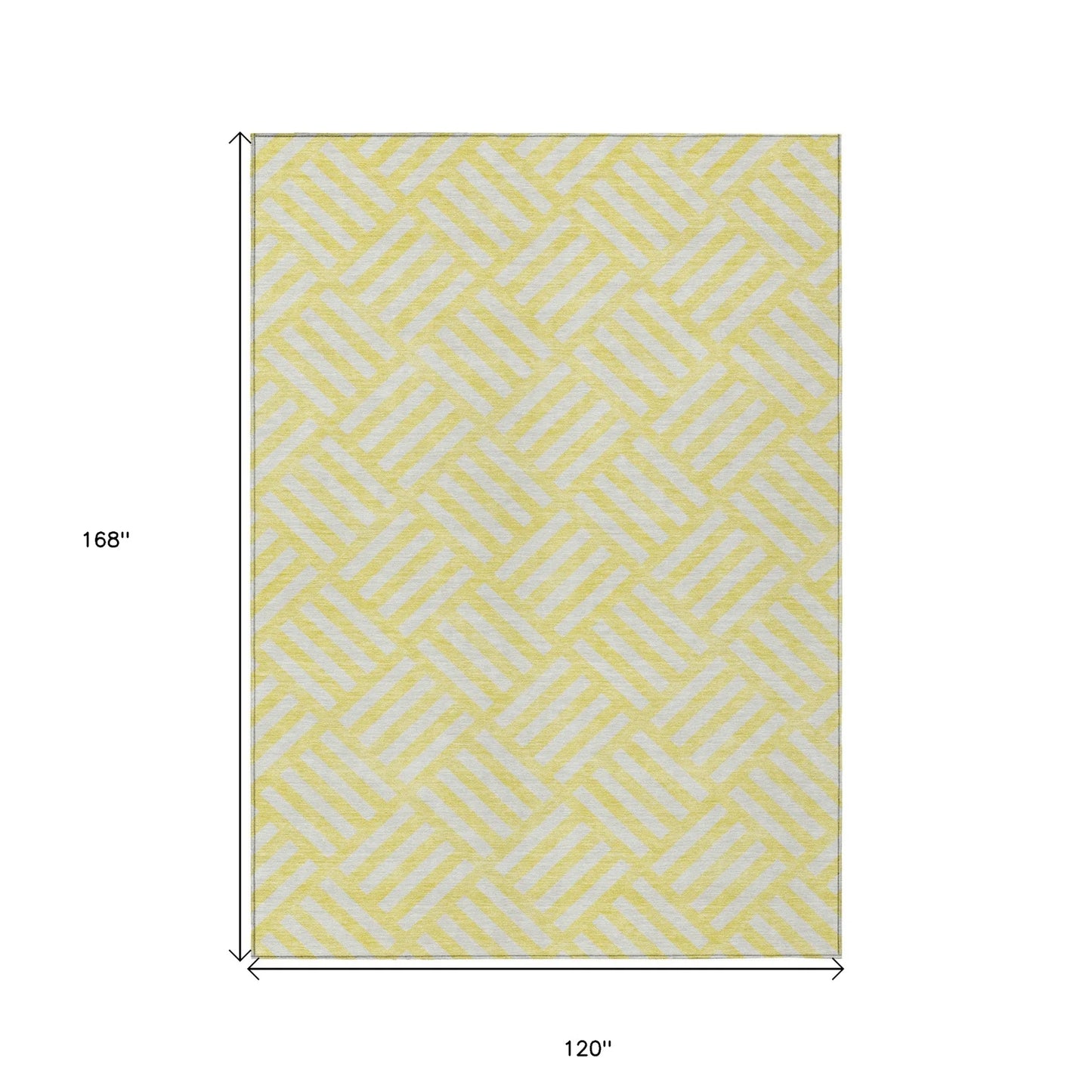 10' X 14' Yellow And Ivory Geometric Washable Indoor Outdoor Area Rug