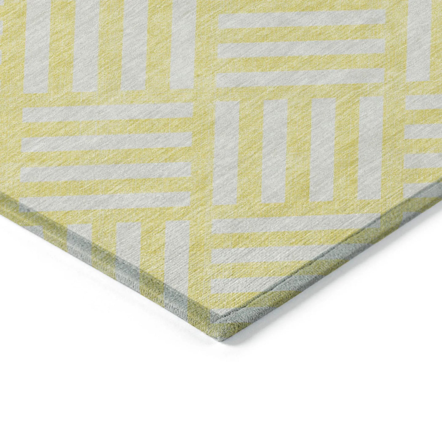 10' X 14' Yellow And Ivory Geometric Washable Indoor Outdoor Area Rug