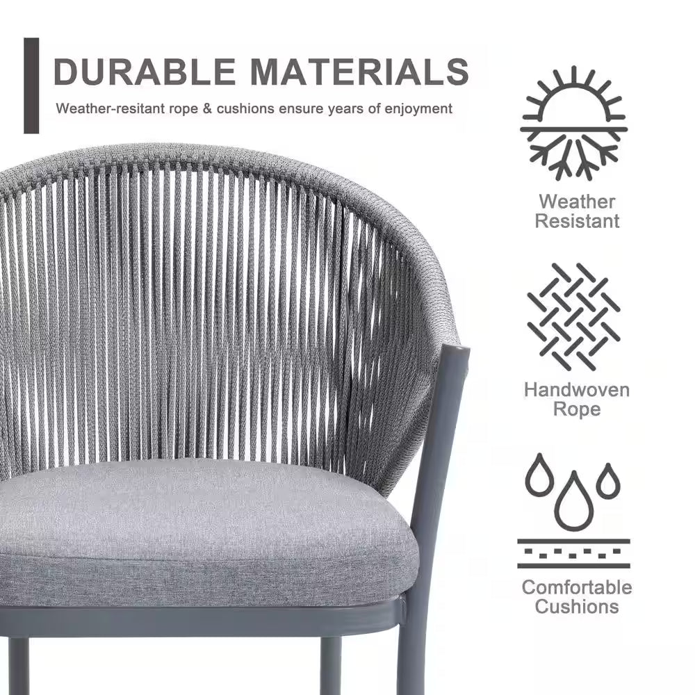 7-Piece Aluminum Outdoor Patio Dining Set with Grey Cushion