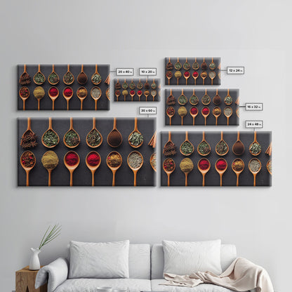 Kitchen wall decor, Herbs and spices, Framed canvas print, Dining room wall art, Modern kitchen decor, Spices, Large canvas art