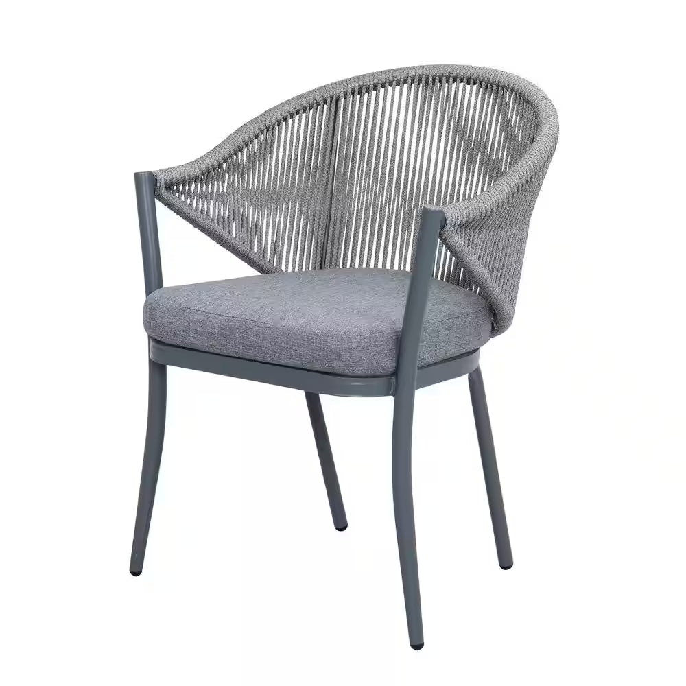 7-Piece Aluminum Outdoor Patio Dining Set with Grey Cushion