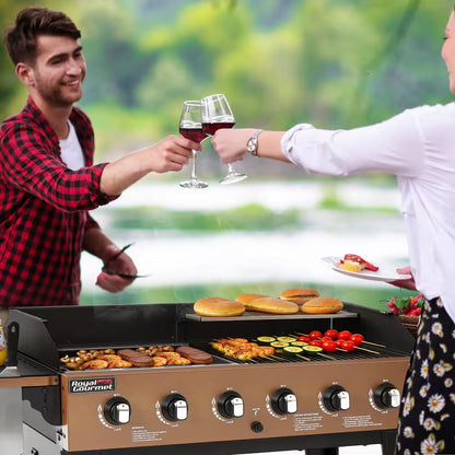 6-Burner Propane Gas Grill and Griddle Combo, Grill and Griddle 2-In-1, Bronze, 78,000 BTU Output for Back Yard