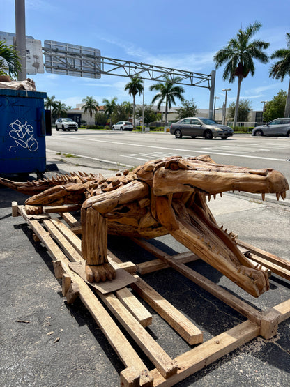Alligator Statue 260x120x66 Cm – Teak Wood