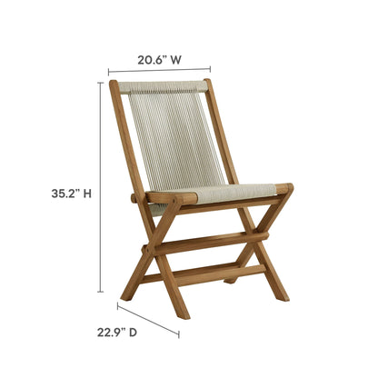 Vienna Outdoor Patio Teak and Rope Folding Chairs Set of 4 by Modway