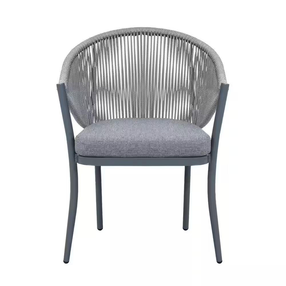 7-Piece Aluminum Outdoor Patio Dining Set with Grey Cushion