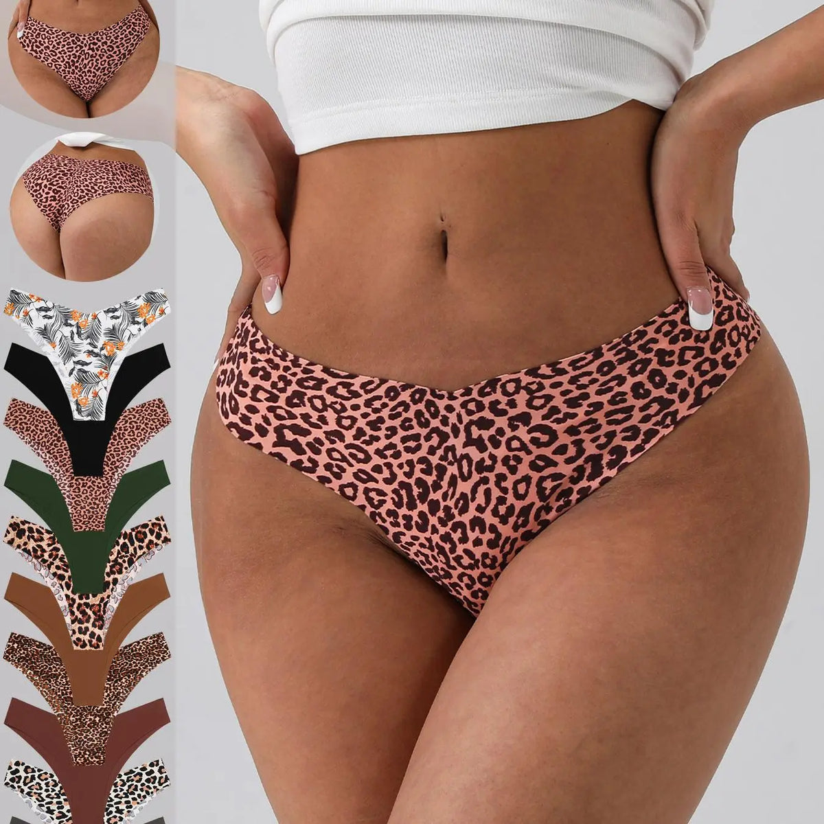 Women'S Floral Heart Leopard Print Everyday Wear Underwear Set, 3/4/6/7/8/10/12 Pieces, Casual Fitted Design, All Seasons Comfortable Panties, Lingerie, Casual Comfy Panty