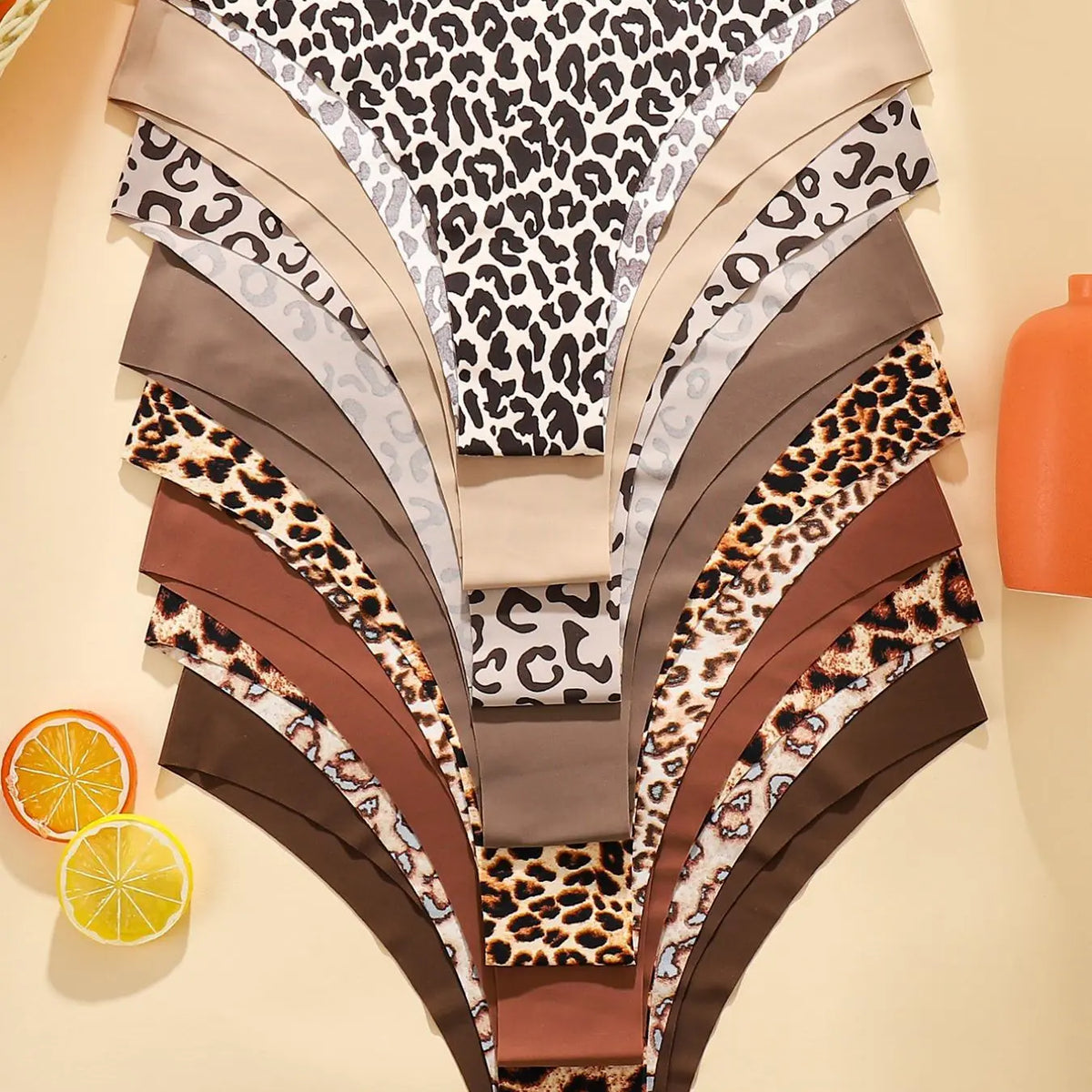 Women'S Floral Heart Leopard Print Everyday Wear Underwear Set, 3/4/6/7/8/10/12 Pieces, Casual Fitted Design, All Seasons Comfortable Panties, Lingerie, Casual Comfy Panty