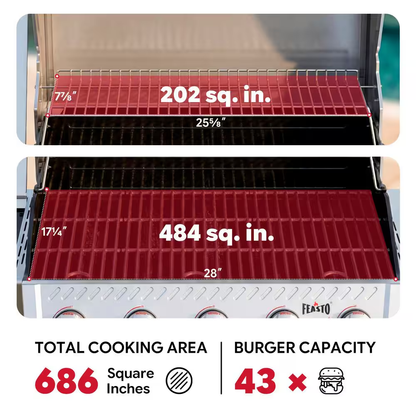 6-Burner Propane Gas Grill in Stainless Steel with Side Burner