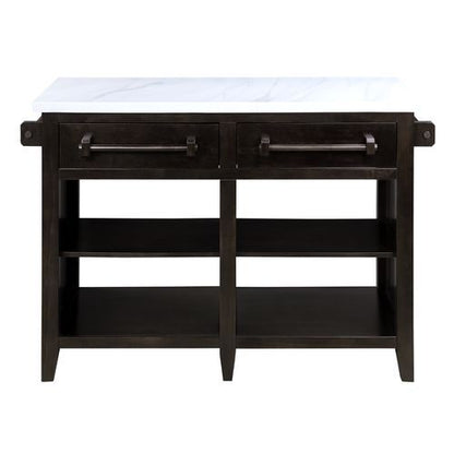 Darwid - Kitchen Island - Marble Top Top & Espresso