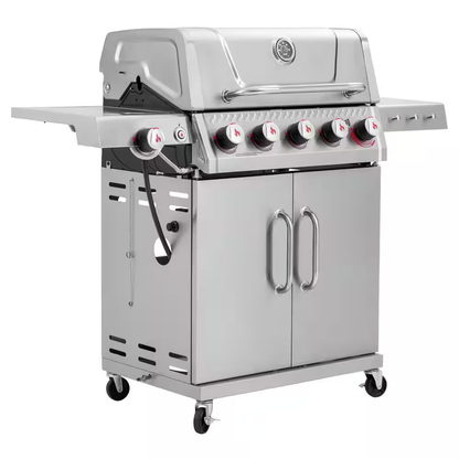 6-Burner Propane Gas Grill in Stainless Steel with Side Burner