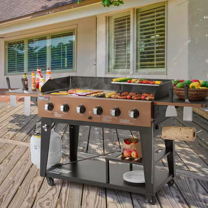6-Burner Propane Gas Grill and Griddle Combo, Grill and Griddle 2-In-1, Bronze, 78,000 BTU Output for Back Yard