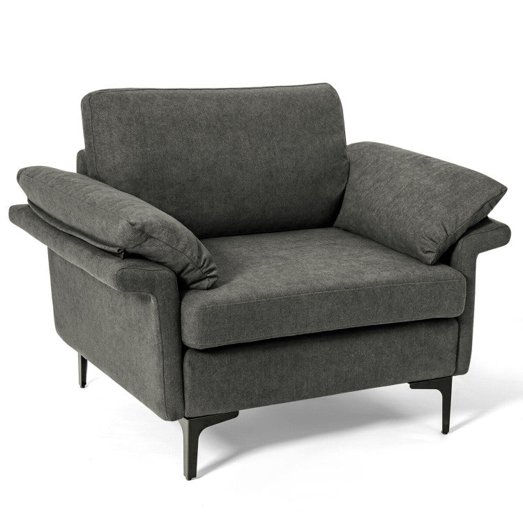 Modern Fabric Sofa and Accent Chair with 2 Side Table for Living Room