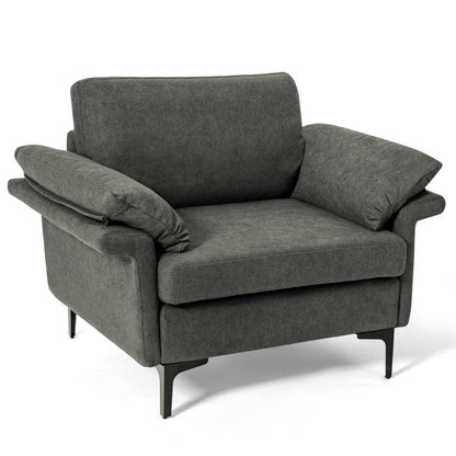 Modern Fabric Sofa and Accent Chair with 2 Side Table for Living Room