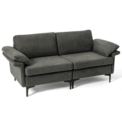 Modern Fabric Sofa and Accent Chair with 2 Side Table for Living Room